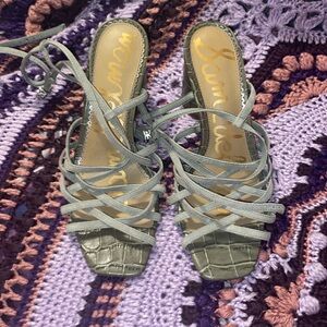 Grey Snake print Block heel